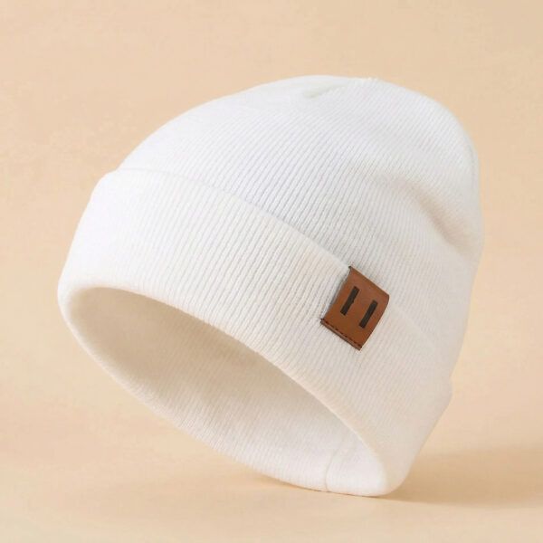 Kids White Winter Tam Beanie – Soft, Warm Knit Hat