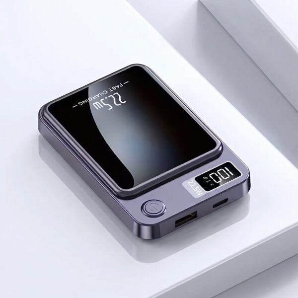 Purple Magnetic Wireless Power Bank 10000/5000mAh – 22.5W PD20W Fast Charging Portable Charger with LED Battery Display