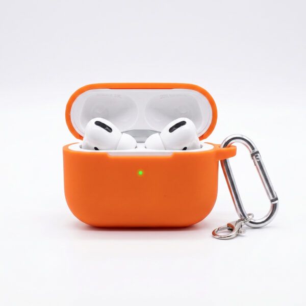 Orange Silicone Case for AirPods Pro & Pro 2 – Shockproof Protective Cover with Keychain