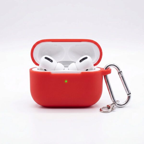 Red Silicone Case for AirPods Pro & Pro 2 – Shockproof Protective Cover with Keychain