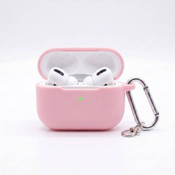 Pink Silicone Case for AirPods Pro & Pro 2 – Shockproof Protective Cover with Keychain