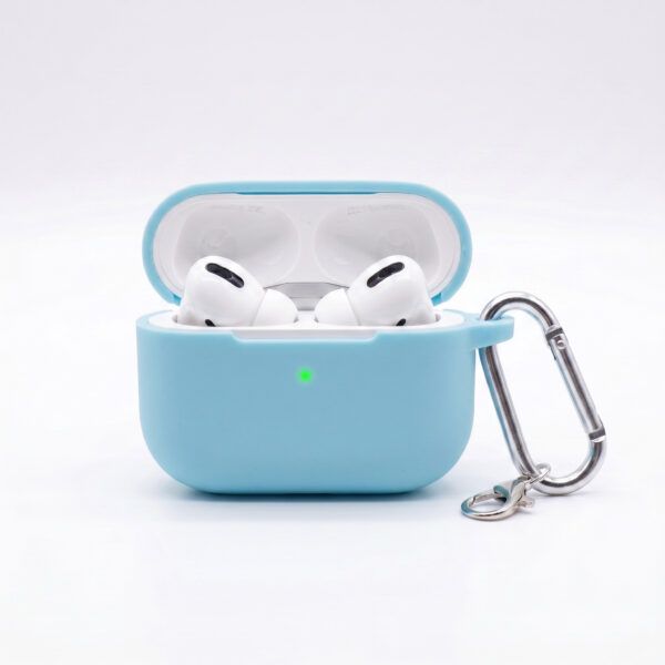 Blue Silicone Case for AirPods Pro & Pro 2 – Shockproof Protective Cover with Keychain