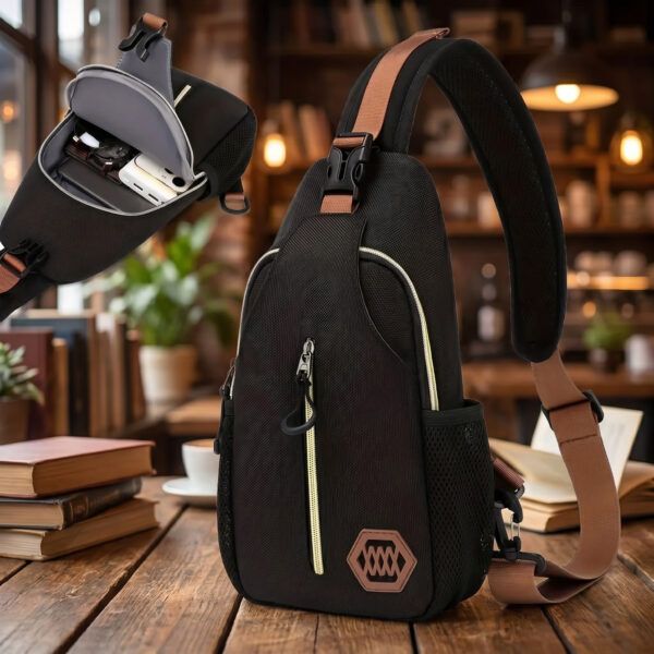 Black Compact Crossbody Sling Backpack – Lightweight Everyday Travel Bag