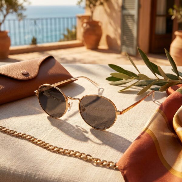 H&M Retro Luxe Oval Sunglasses – Gold Metal Frame Dark Lens Vintage Shades