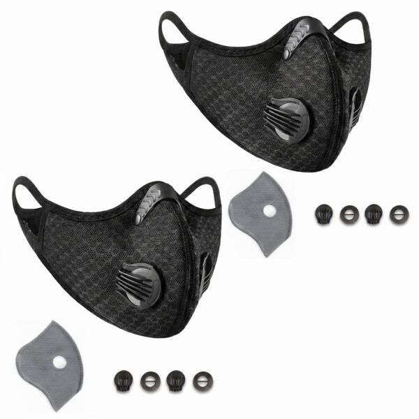 2-Pack High-Performance Sports Mask with Airflow Valve – Breathable Training Face Cover
