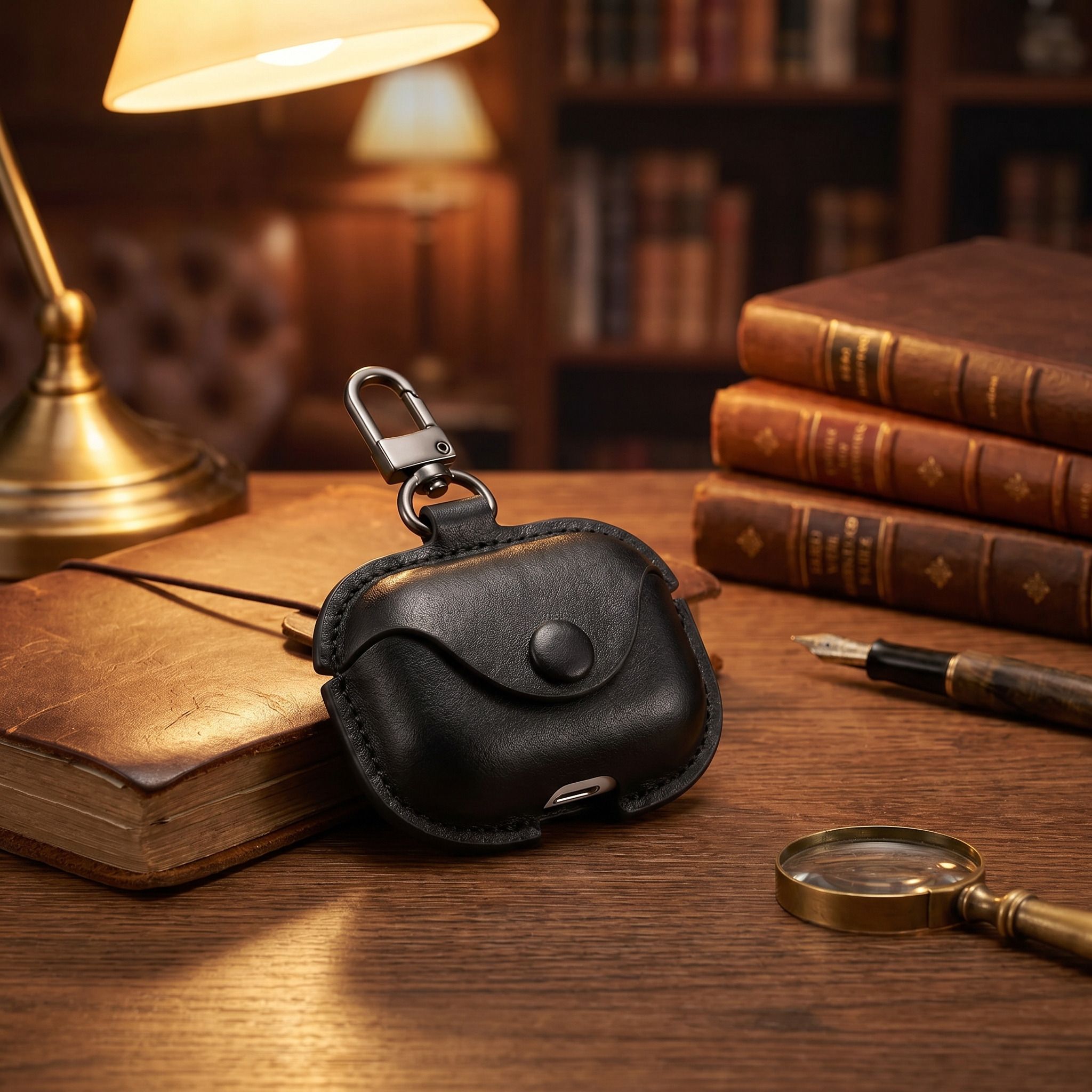 Vintage Leather AirPods Case with Clip – Premium Protective AirPods Cover with Brass Hardware – Durable Shock-Resistant Case for Everyday Carry - Image 9
