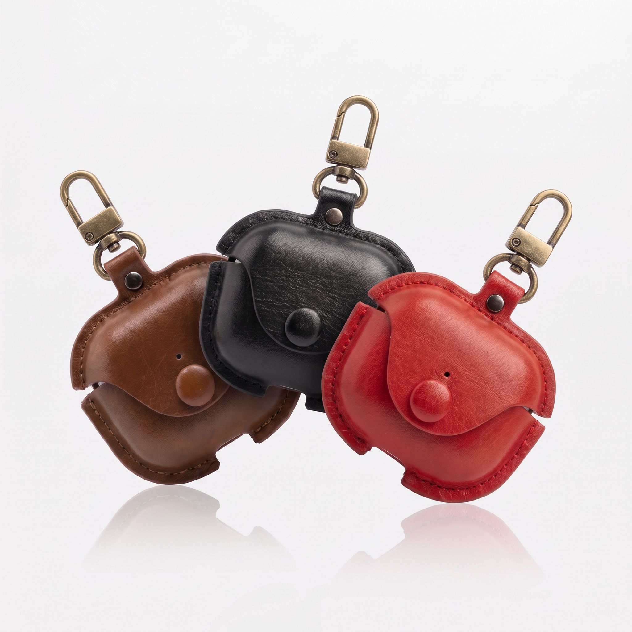Vintage Leather AirPods Case with Clip – Premium Protective AirPods Cover with Brass Hardware – Durable Shock-Resistant Case for Everyday Carry